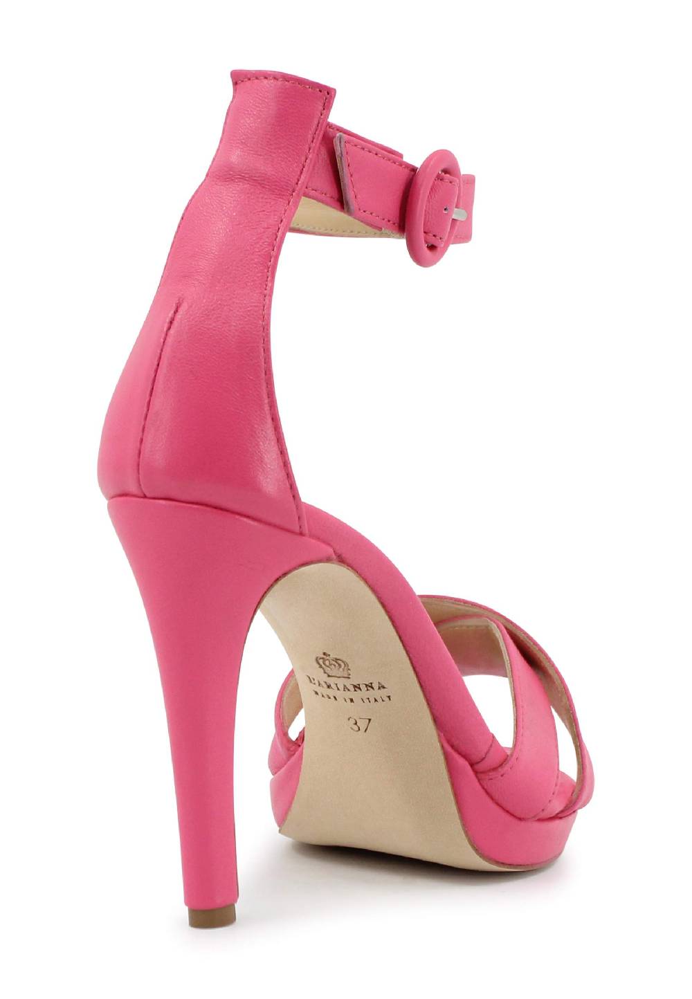 L'ARIANNA Sandali DS1507 donna in pelle rosa con tacco alto e cinturino alla caviglia Black Friday Prezzi