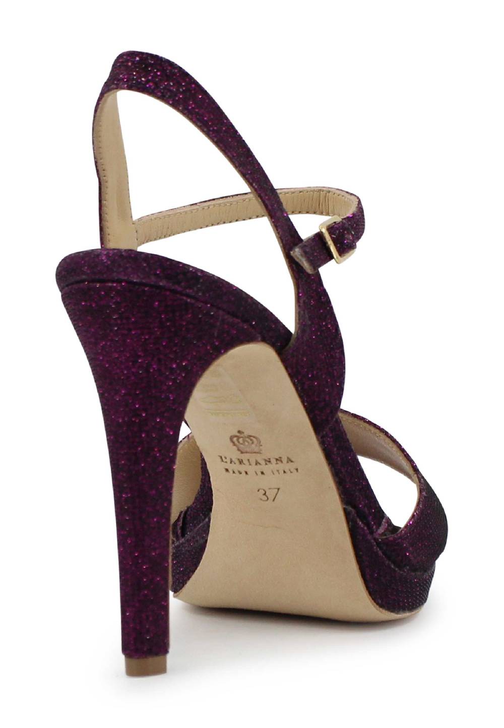 L'ARIANNA Sandali DS7055 donna in glitter viola con tacco alto a spillo In vendita