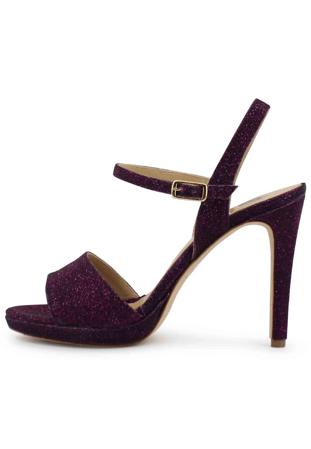 L'ARIANNA Sandali DS7055 donna in glitter viola con tacco alto a spillo In vendita