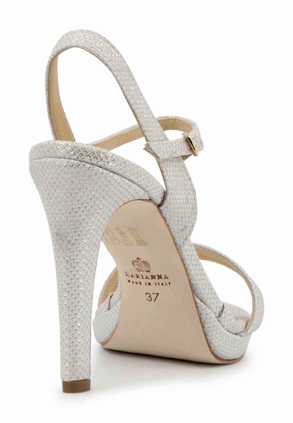 L'ARIANNA Sandali ds7054 donna in glitter bianco con tacco alto e cinturino alla caviglia 50% di sconto per tempo limitato