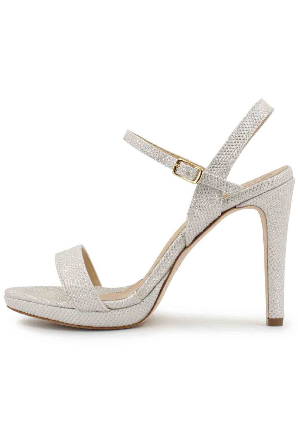 L'ARIANNA Sandali ds7054 donna in glitter bianco con tacco alto e cinturino alla caviglia 50% di sconto per tempo limitato