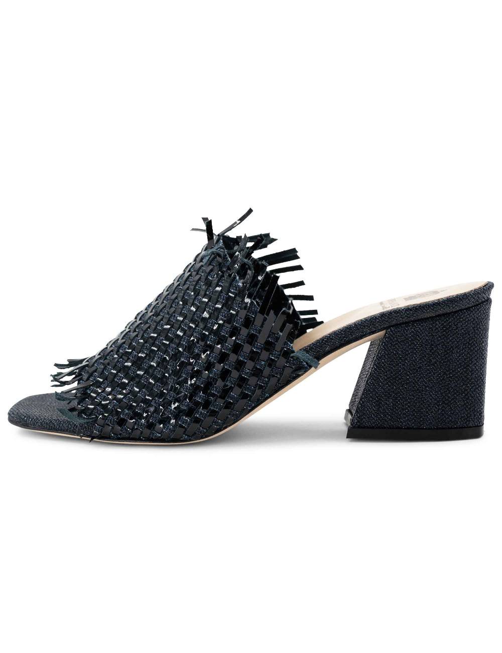 L'ARIANNA Sandali cb1260/g donna in pelle intrecciata in tessuto zena dark con punta quadra L'Arianna Italy