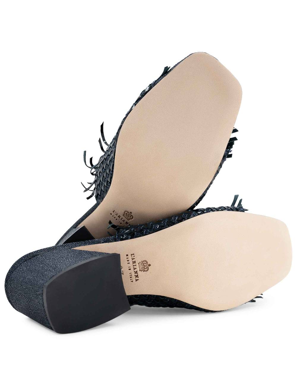 L'ARIANNA Sandali cb1260/g donna in pelle intrecciata in tessuto zena dark con punta quadra L'Arianna Italy