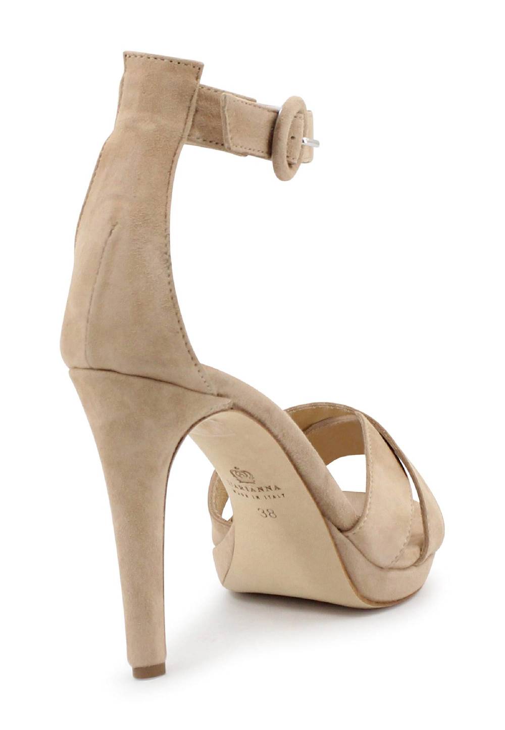 L'ARIANNA Sandali DS1507 donna in camoscio nude con tacco alto e cinturino alla caviglia Vendita