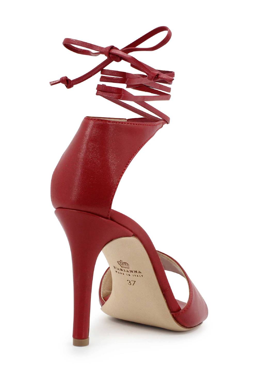 L'ARIANNA Sandali DS7042 da donna in pelle rosso tacco alto con tacco alto e laccetti alla caviglia Pezzi Unici