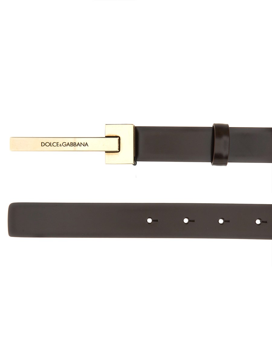 DOLCE & GABBANA CINTURA IN PELLE SPAZZOLATA CON LOGO Online Outlet