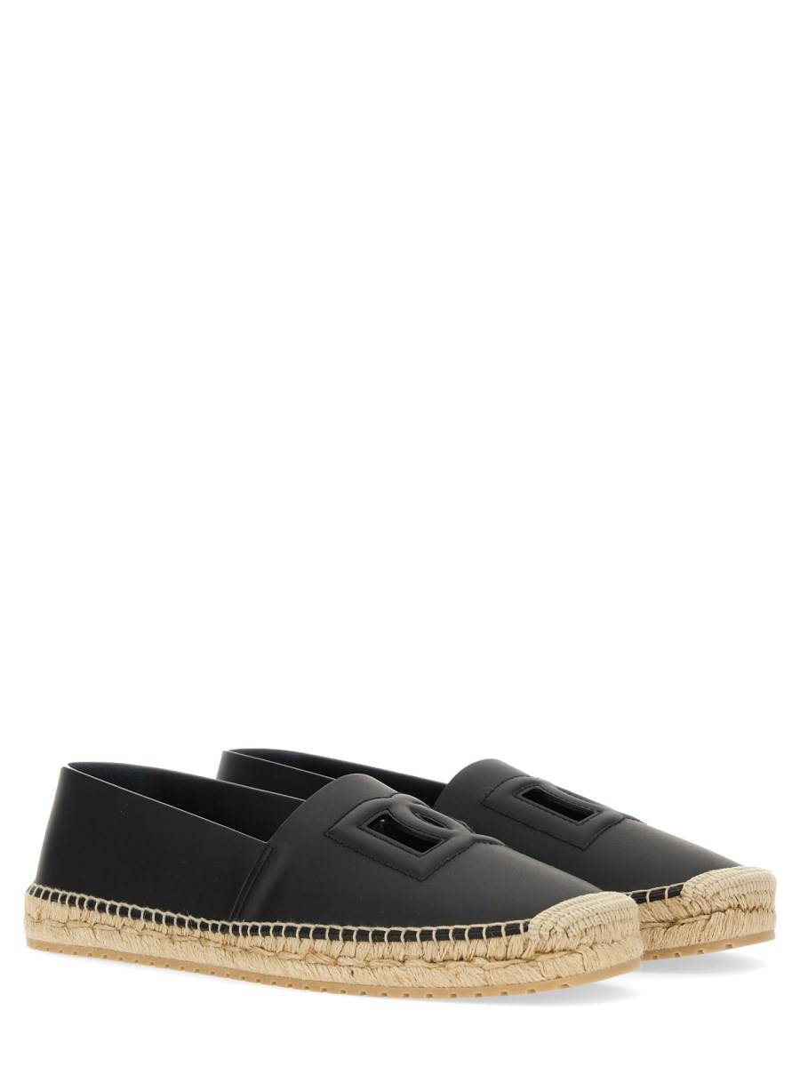 DOLCE & GABBANA ESPADRILLA IN PELLE CON LOGO Vendita Calda