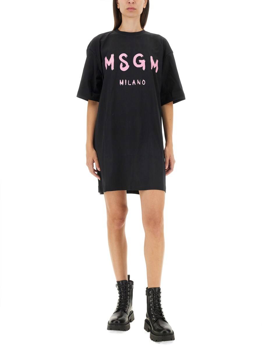 MSGM ABITO IN JERSEY DI COTONE CON LOGO Negozi Online