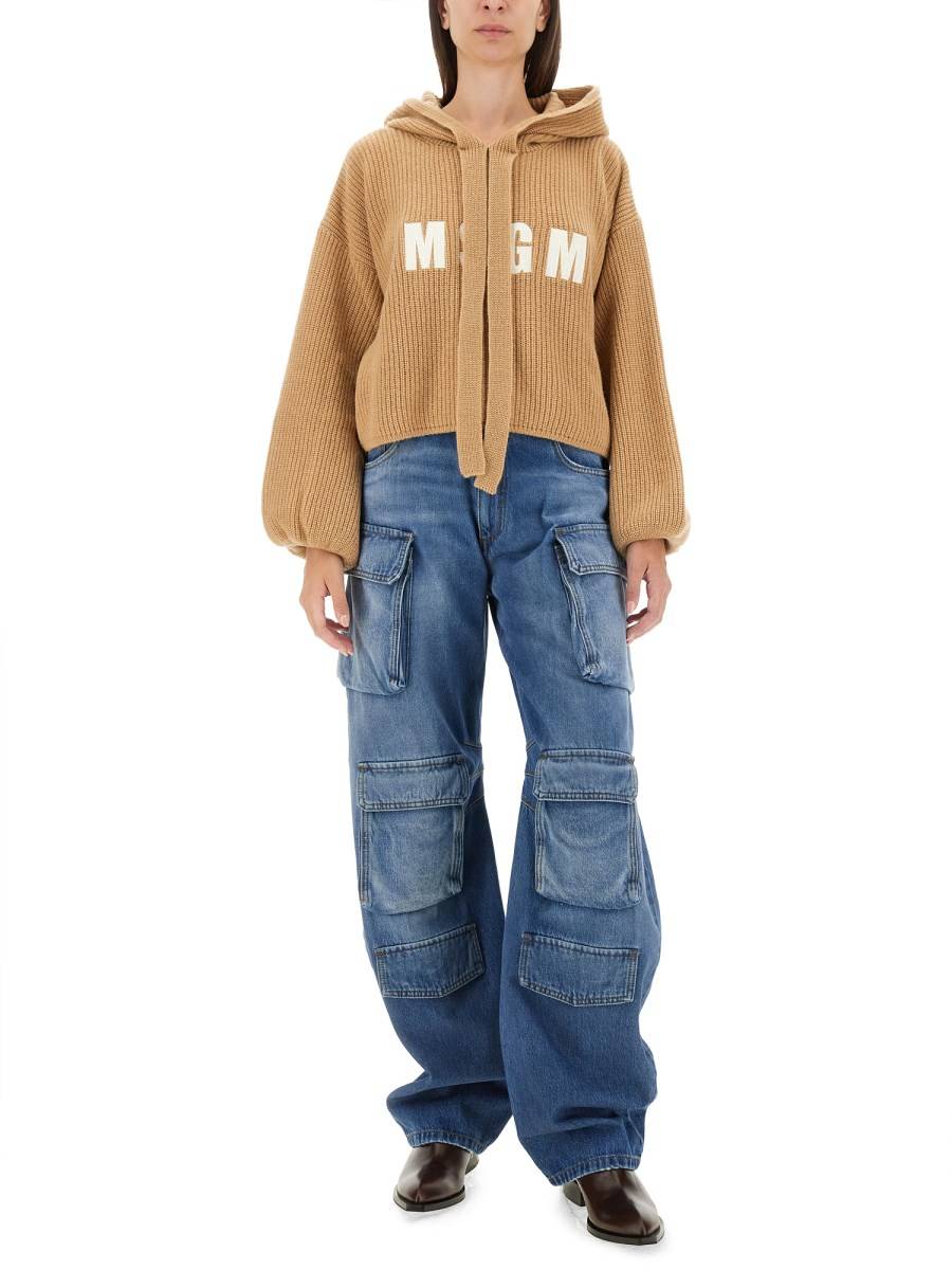 MSGM FELPA IN MAGLIA DI LANA CON LOGO Promozione Limitata