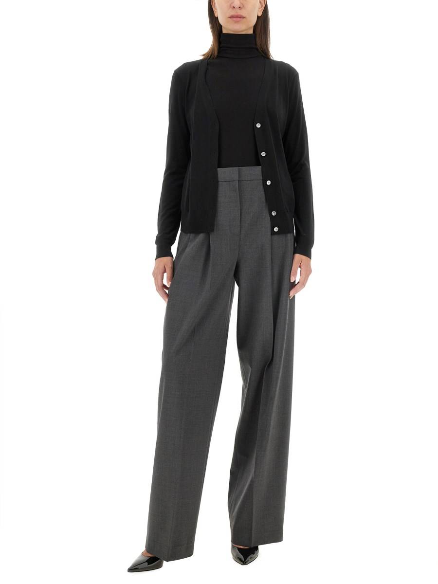 THEORY CARDIGAN IN LANA CON SCOLLO A V Vendita Economica