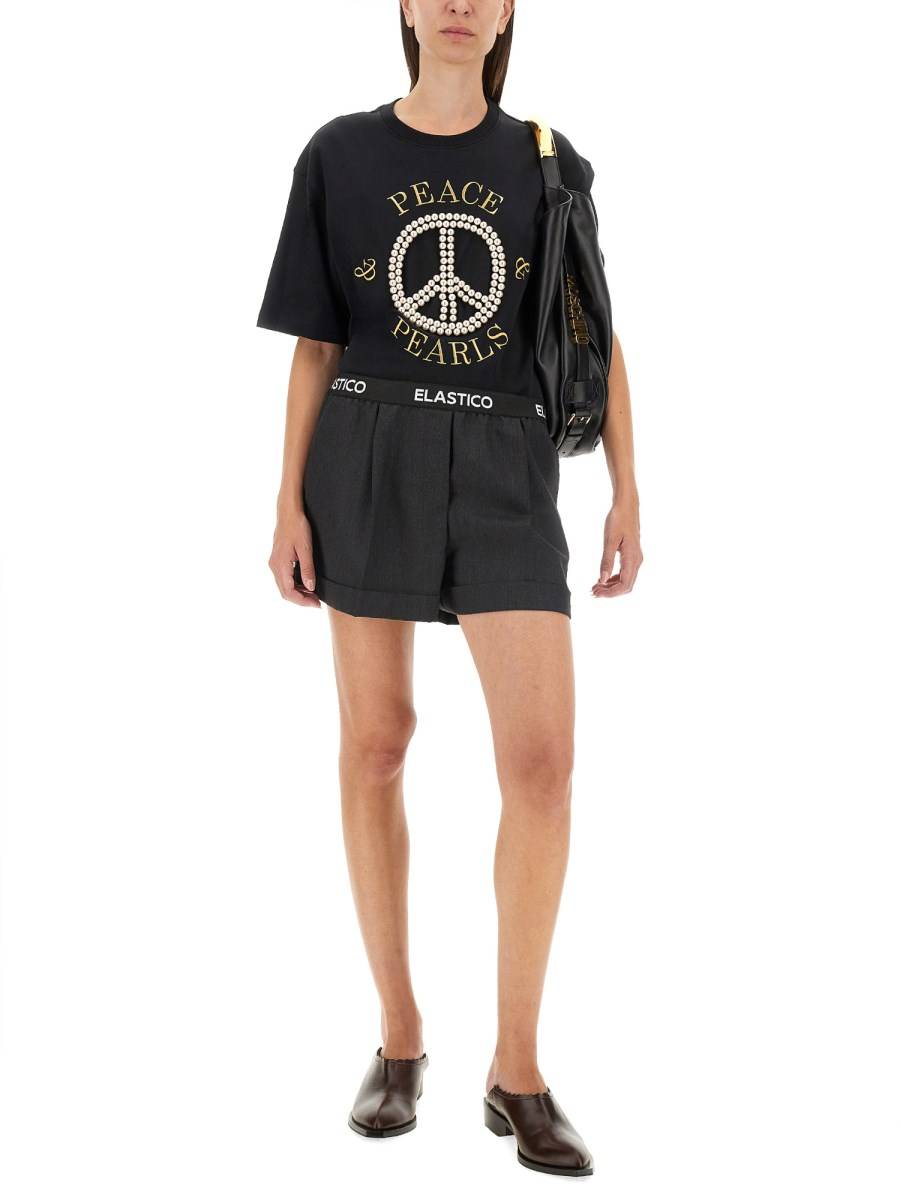 MOSCHINO T-SHIRT IN JERSEY DI COTONE CON LOGO Qualità