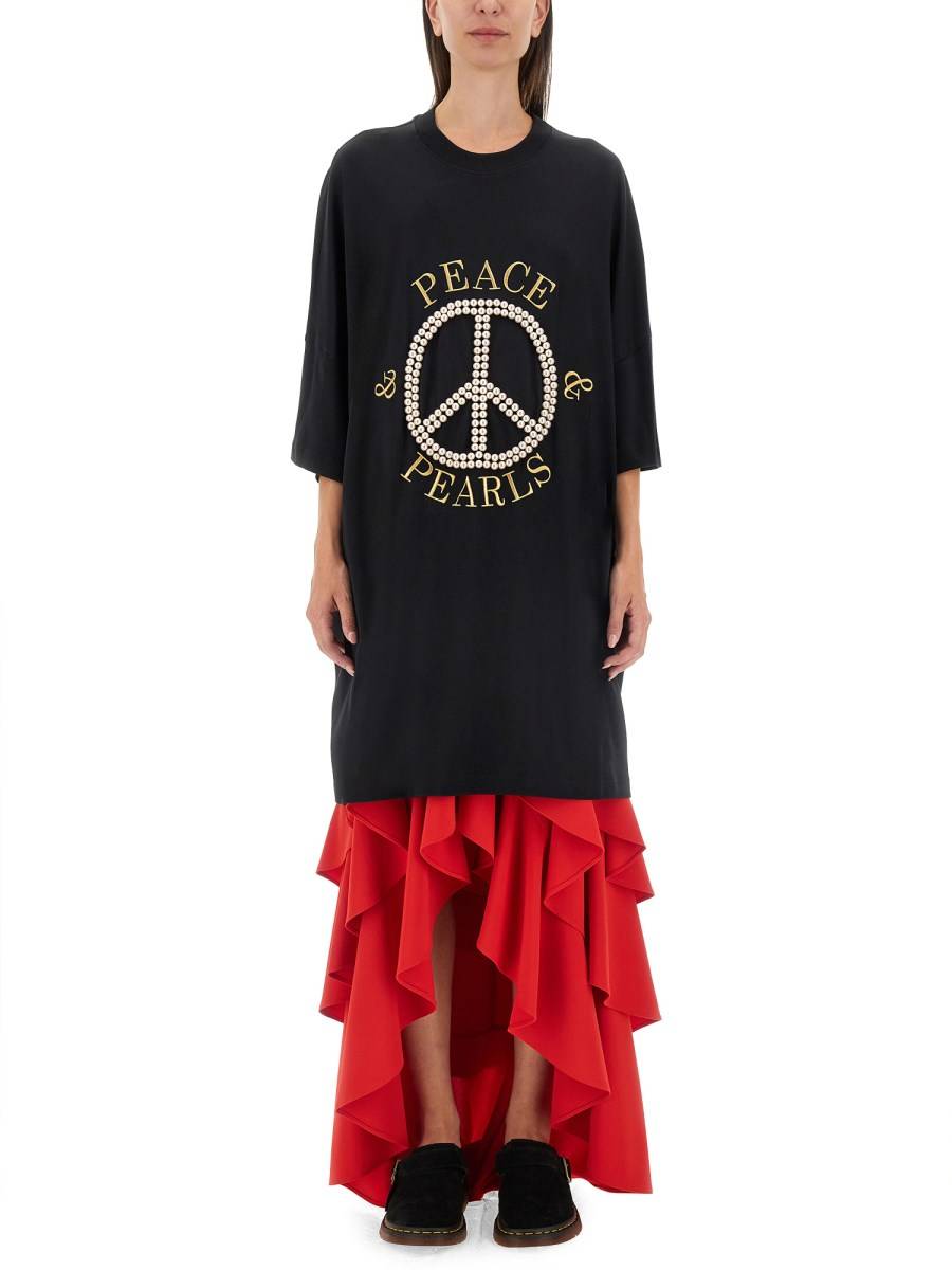 MOSCHINO ABITO IN INTERLOCK DI COTONE PEACE & PEARLS Spedizione Gratuita