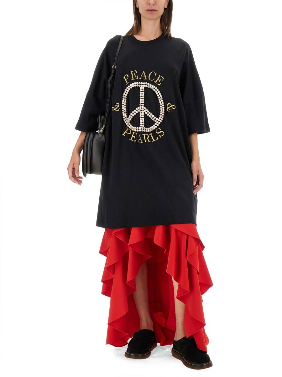 MOSCHINO ABITO IN INTERLOCK DI COTONE PEACE & PEARLS Spedizione Gratuita