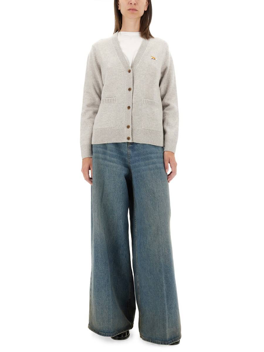 MAISON KITSUNÉ CARDIGAN IN LANA CON PATCH BABY FOX