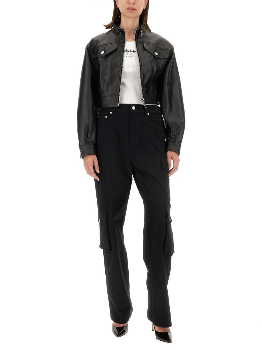 MOSCHINO JEANS GIACCA BIKER IN PELLE Vendite Flash