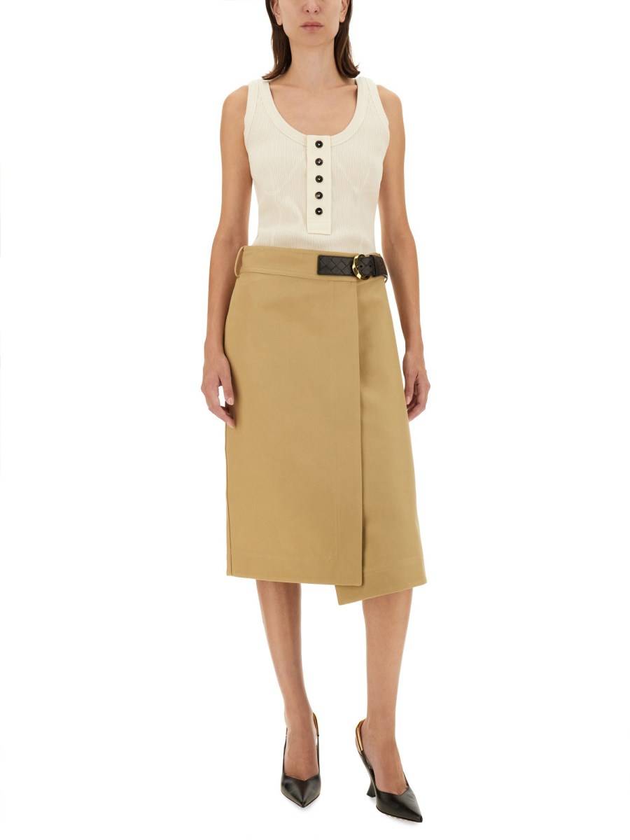 BOTTEGA VENETA GONNA MIDI IN CANVAS Vendita calda