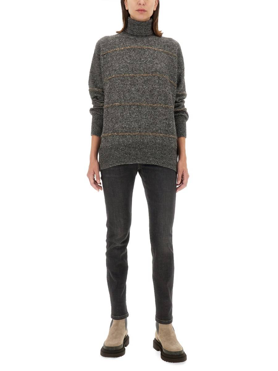 BRUNELLO CUCINELLI MAGLIA CON COLLO ALTO IN ALPACA Enormi risparmi