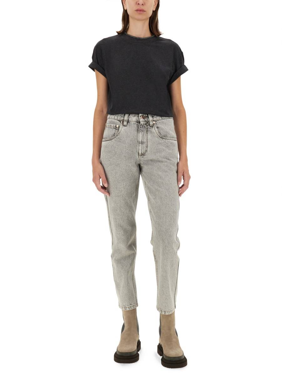BRUNELLO CUCINELLI T-SHIRT IN JERSEY DI COTONE CON MONILE Sconti VIP