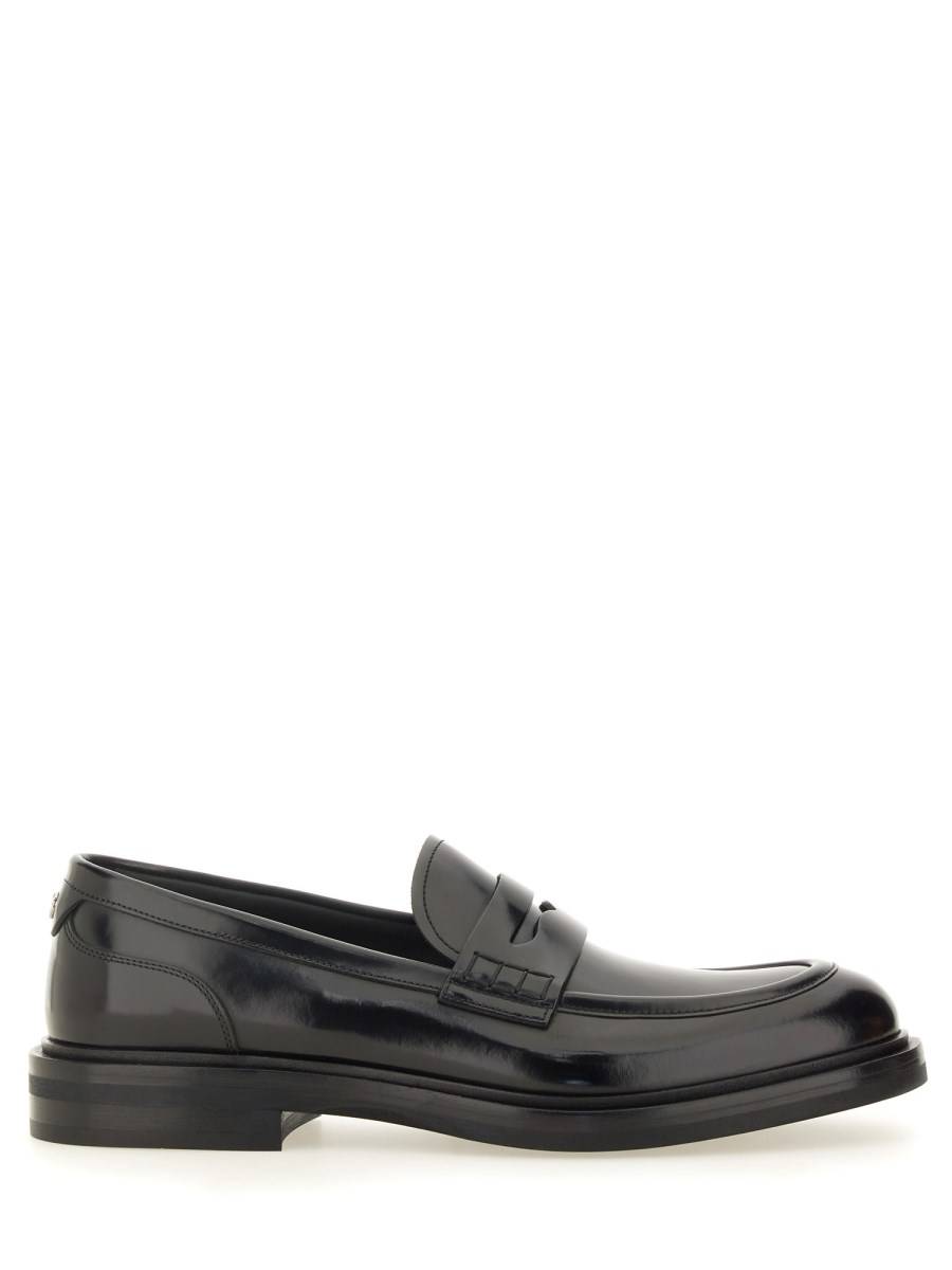 DOLCE & GABBANA MOCASSINO IN PELLE SPAZZOLATA CON LOGO In Linea