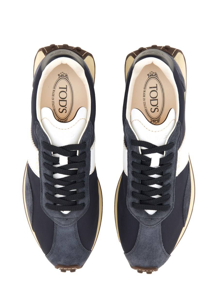 TOD&#39;S SNEAKER T VINTAGE IN PELLE E TESSUTO TECNICO Sottocosto