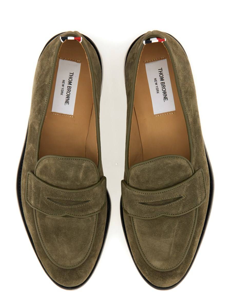 THOM BROWNE MOCASSINO VARSITY "PENNY" IN SUEDE Ultimo giorno