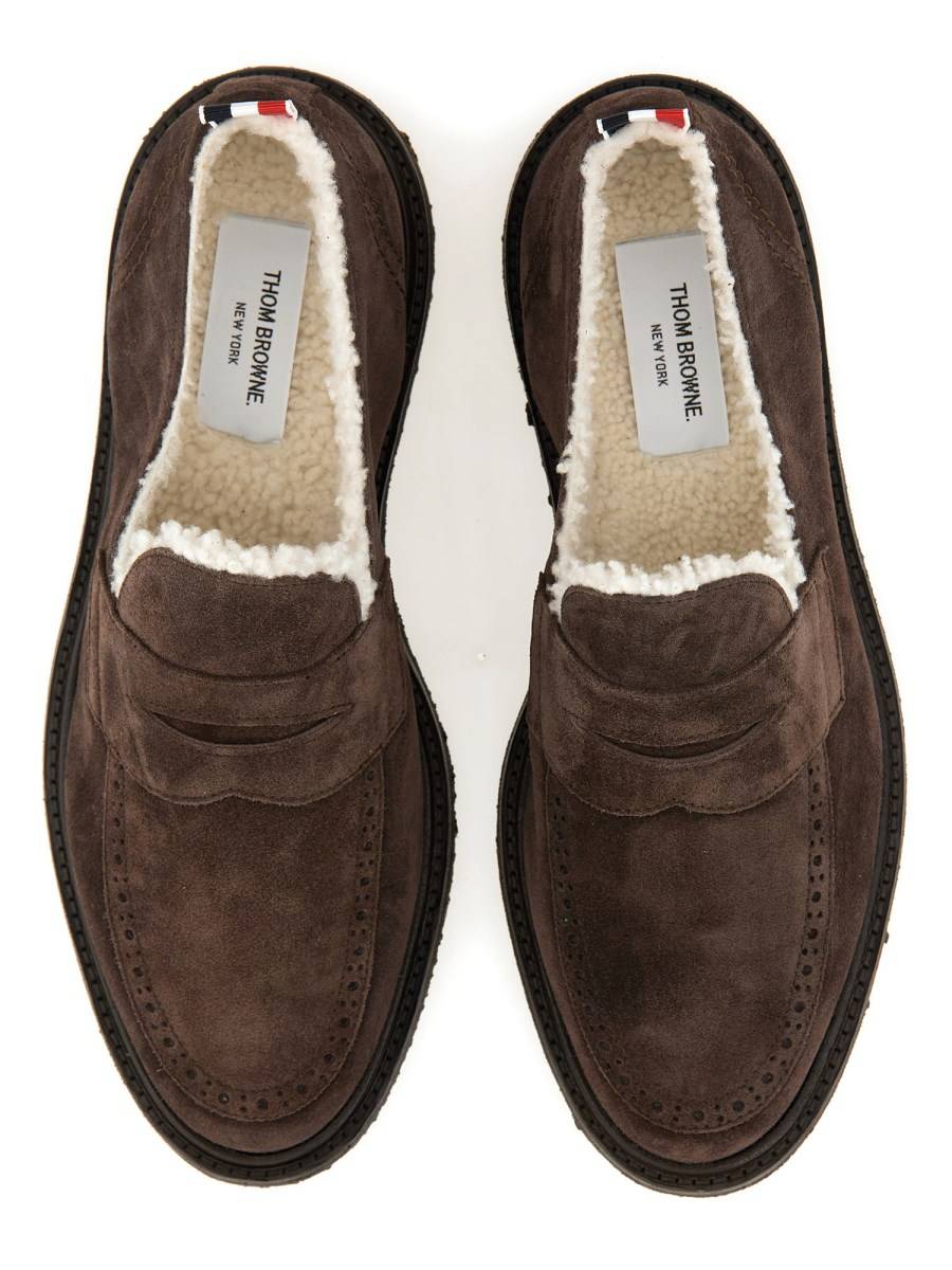 THOM BROWNE MOCASSINO "PENNY" IN SUEDE E SHEARLING Promozione temporanea