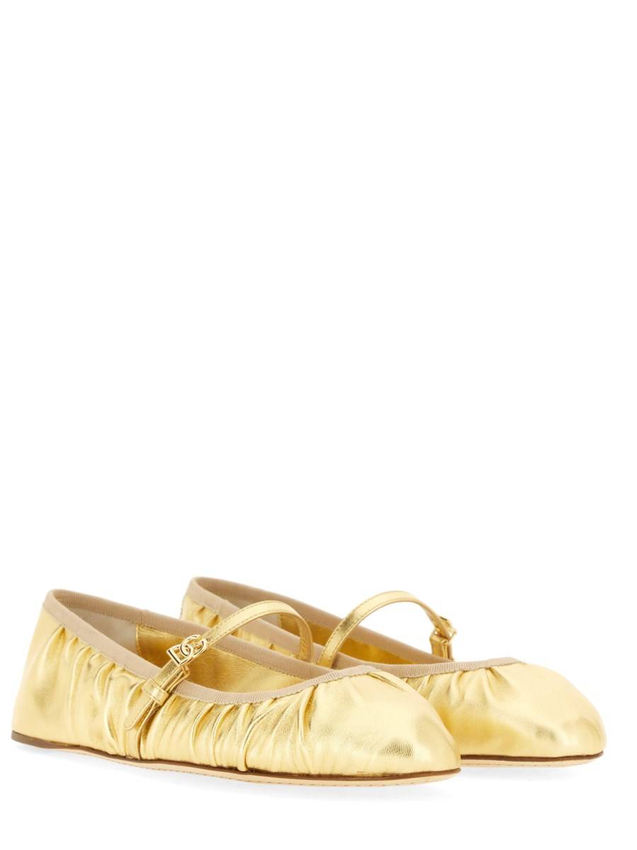 DOLCE & GABBANA BALLERINA IN NAPPA MORDORÉ Fino al 65% di sconto