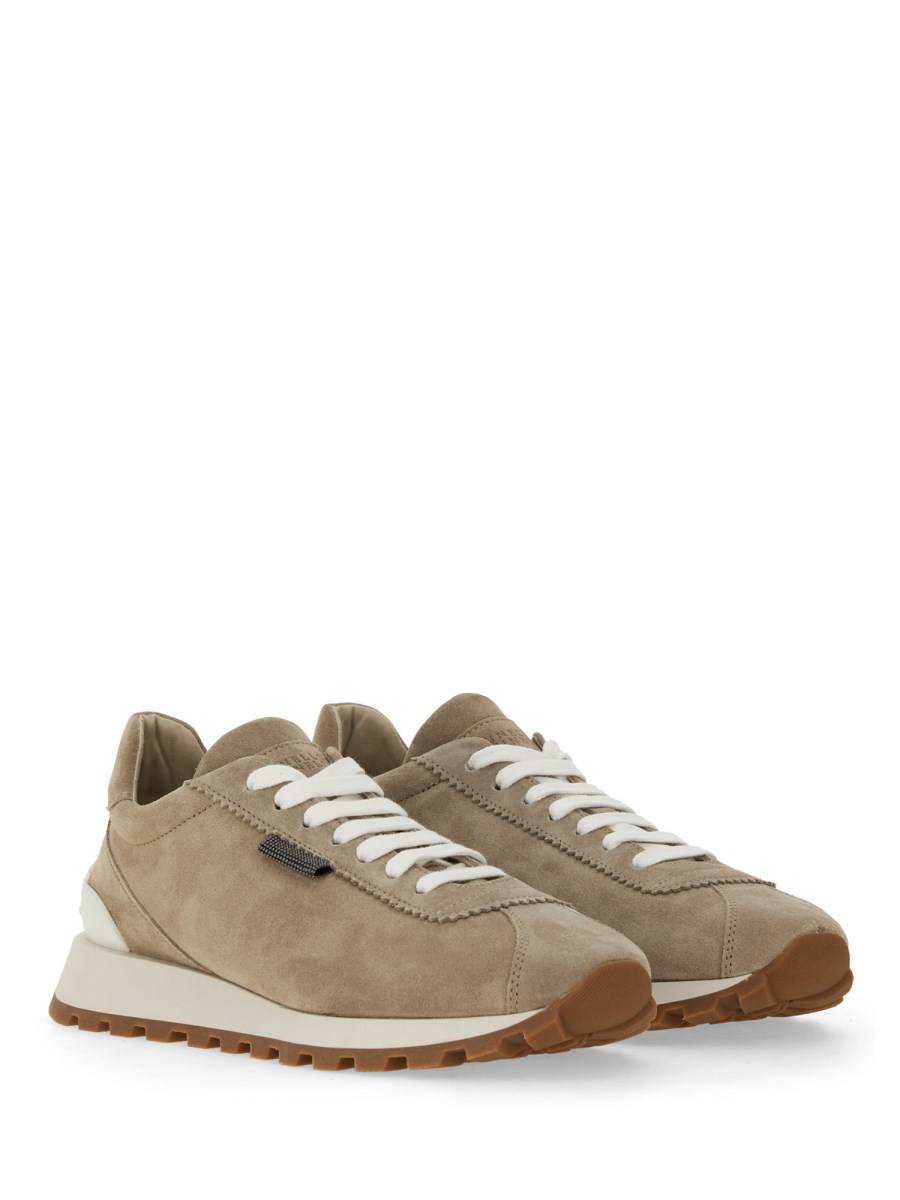 BRUNELLO CUCINELLI SNEAKER IN CAMOSCIO CON SHINY TAB Sconti questo mese