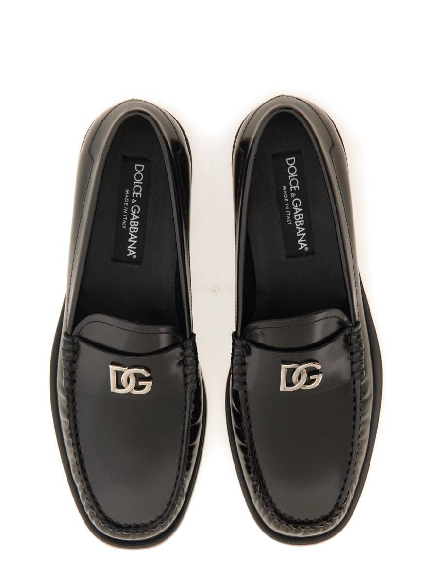 DOLCE & GABBANA MOCASSINO IN PELLE SPAZZOLATA CON LOGO Vendita