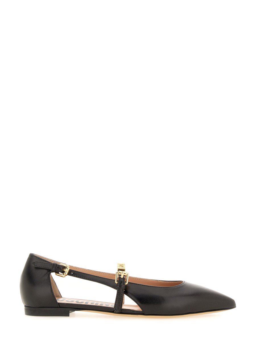 MOSCHINO BALLERINA IN PELLE CON LOGO Offerta speciale