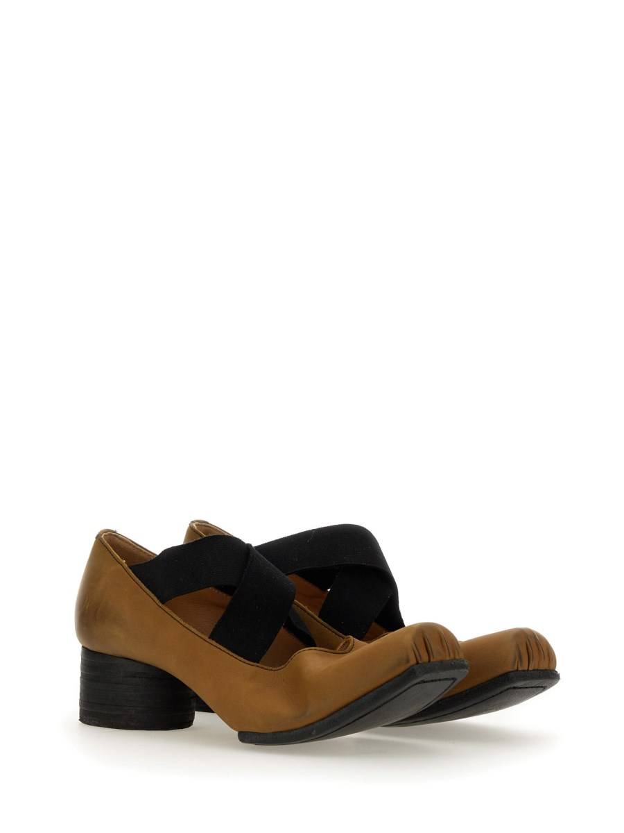 UMA WANG BALLERINA IN PELLE CON FASCIA ELASTICA E PUNTA IN GOMMA Shopping online