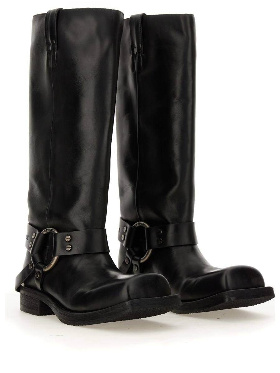 ACNE STUDIOS STIVALE IN PELLE CON FIBBIA Spedizione gratuita
