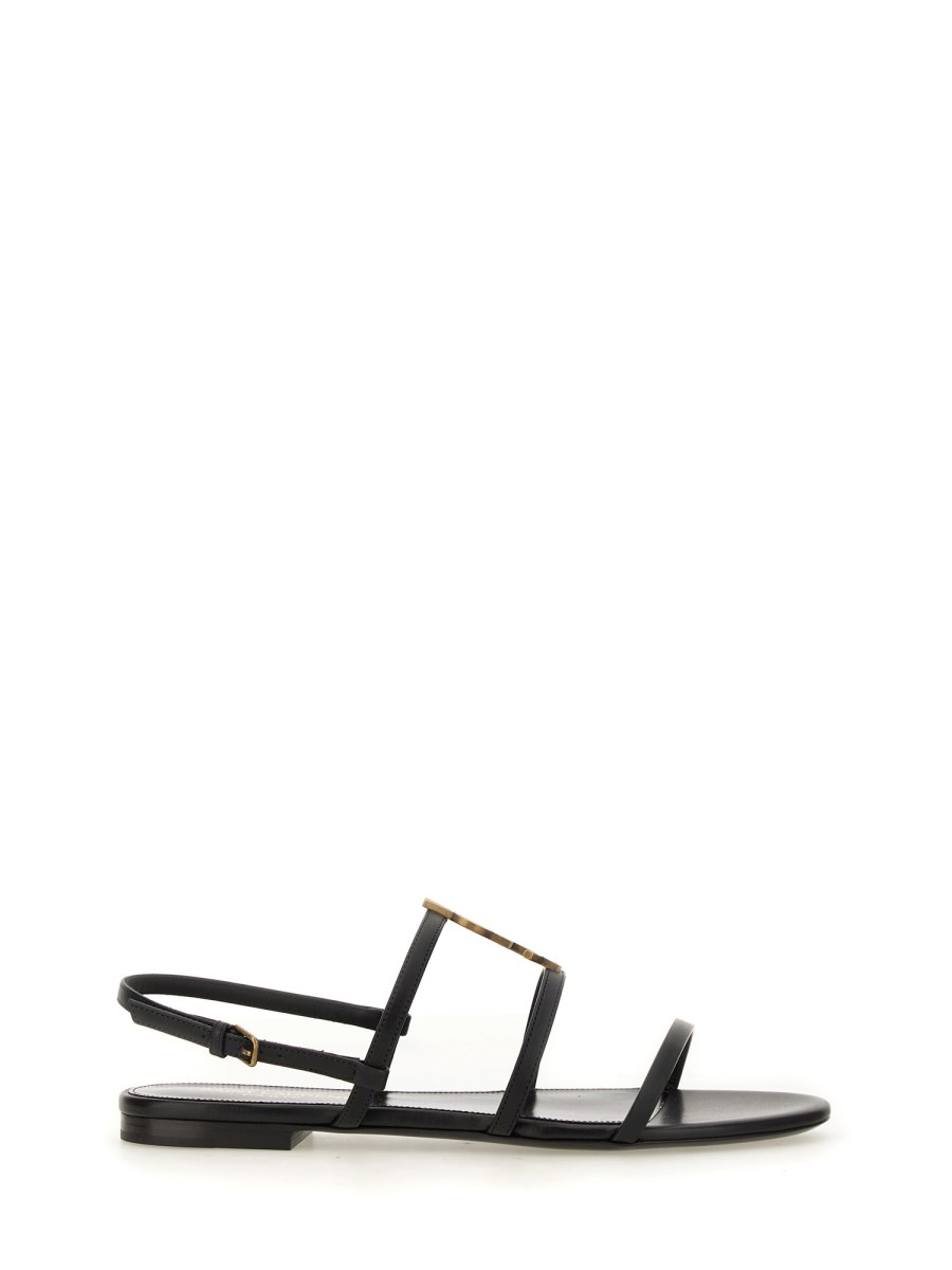 SAINT LAURENT SANDALI FLAT CASSANDRA IN PELLE
