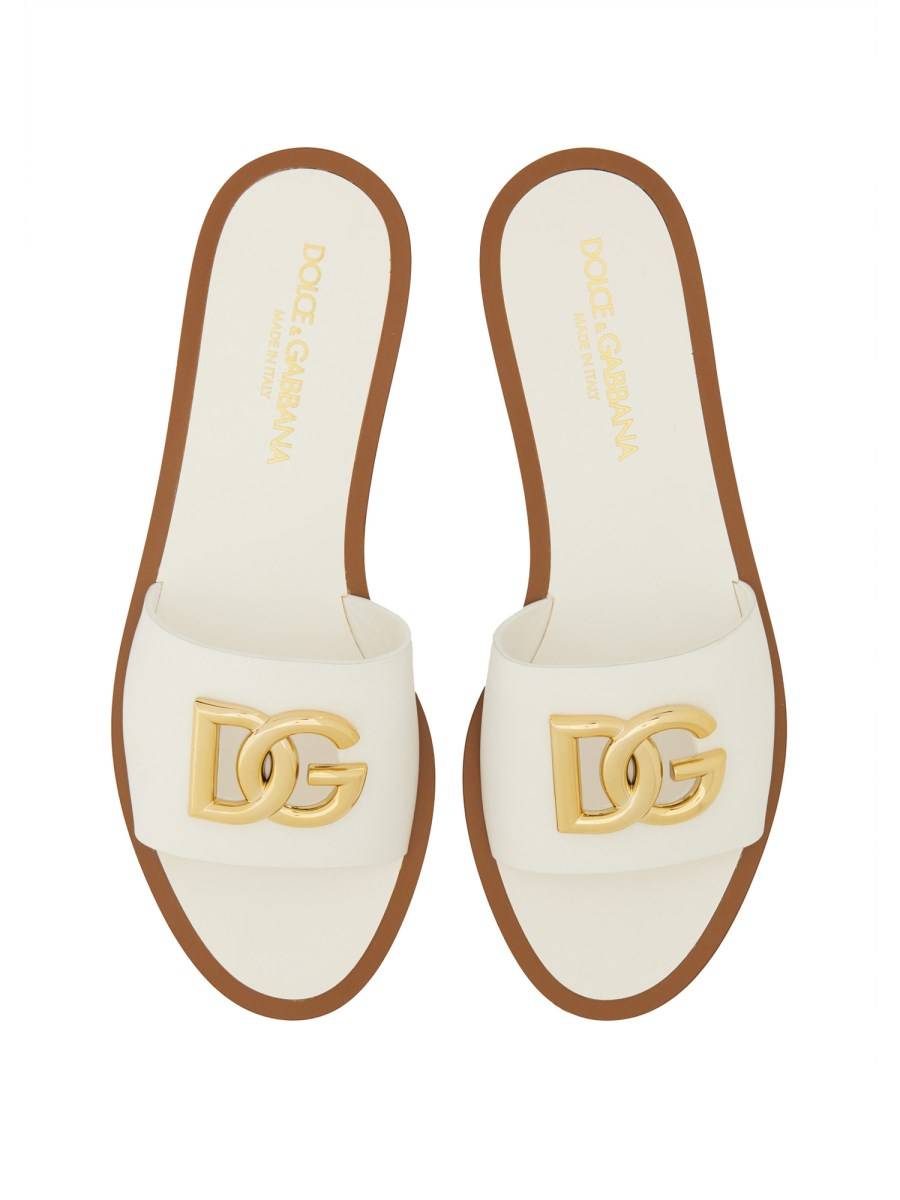 DOLCE & GABBANA SANDALO SLIDE IN PELLE CON LOGO Sconti VIP