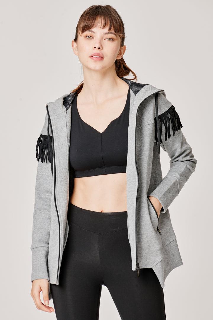 Sàpopa Kiwi Grey Fringe Sweatshirt Spedizione Gratuita