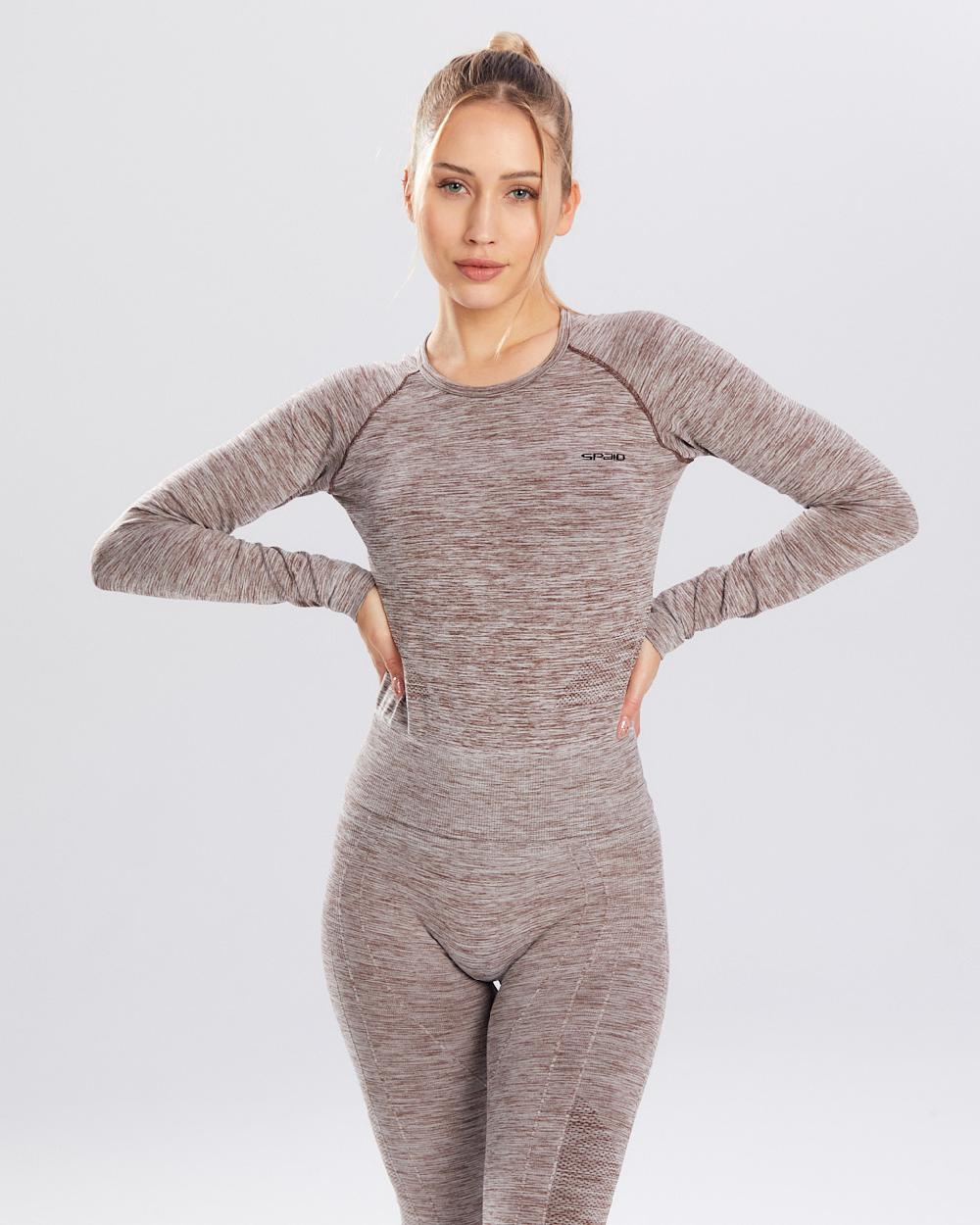 Spaio SPAIO RASHGUARD MELANGE MANICHE LUNGHE COFFEE Nuovo