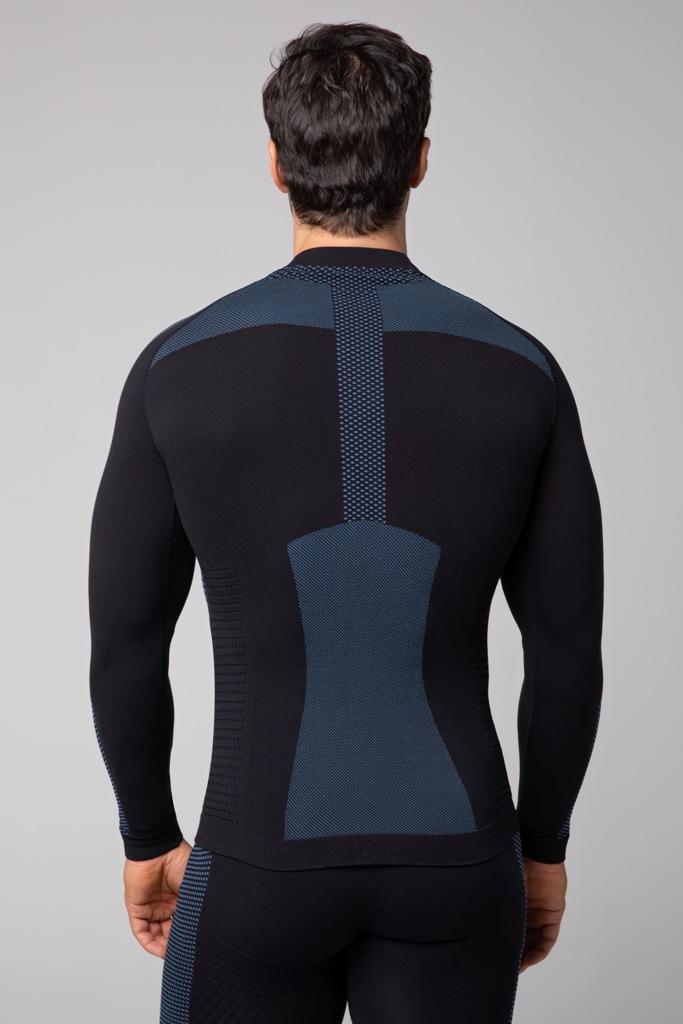 Spaio SPAIO MAGLIA M/L TERMOATTIVA "FIERCE" NERO/BLU Promozione Limitata