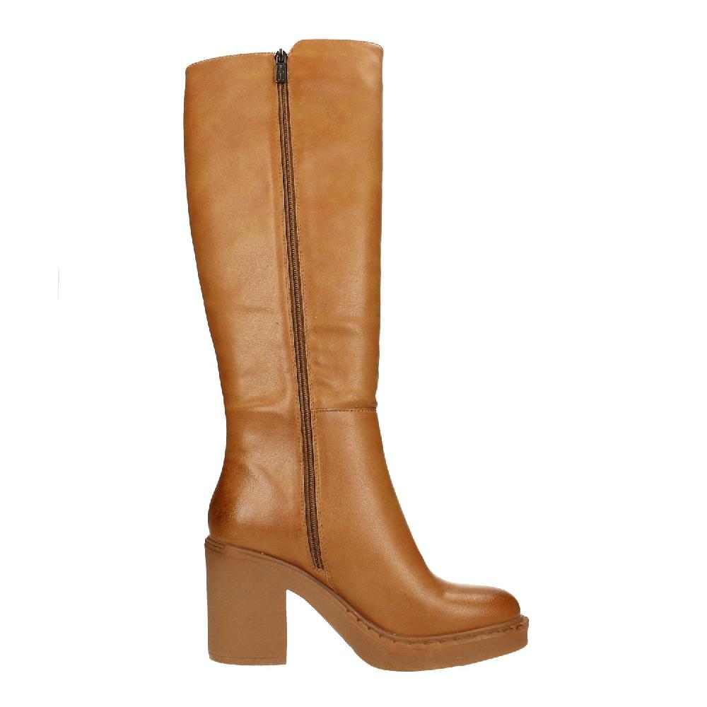 Tata Italia Stivali cuoio platform con punta squadrata. Tacco largo alto 8cm Offerta settimanale
