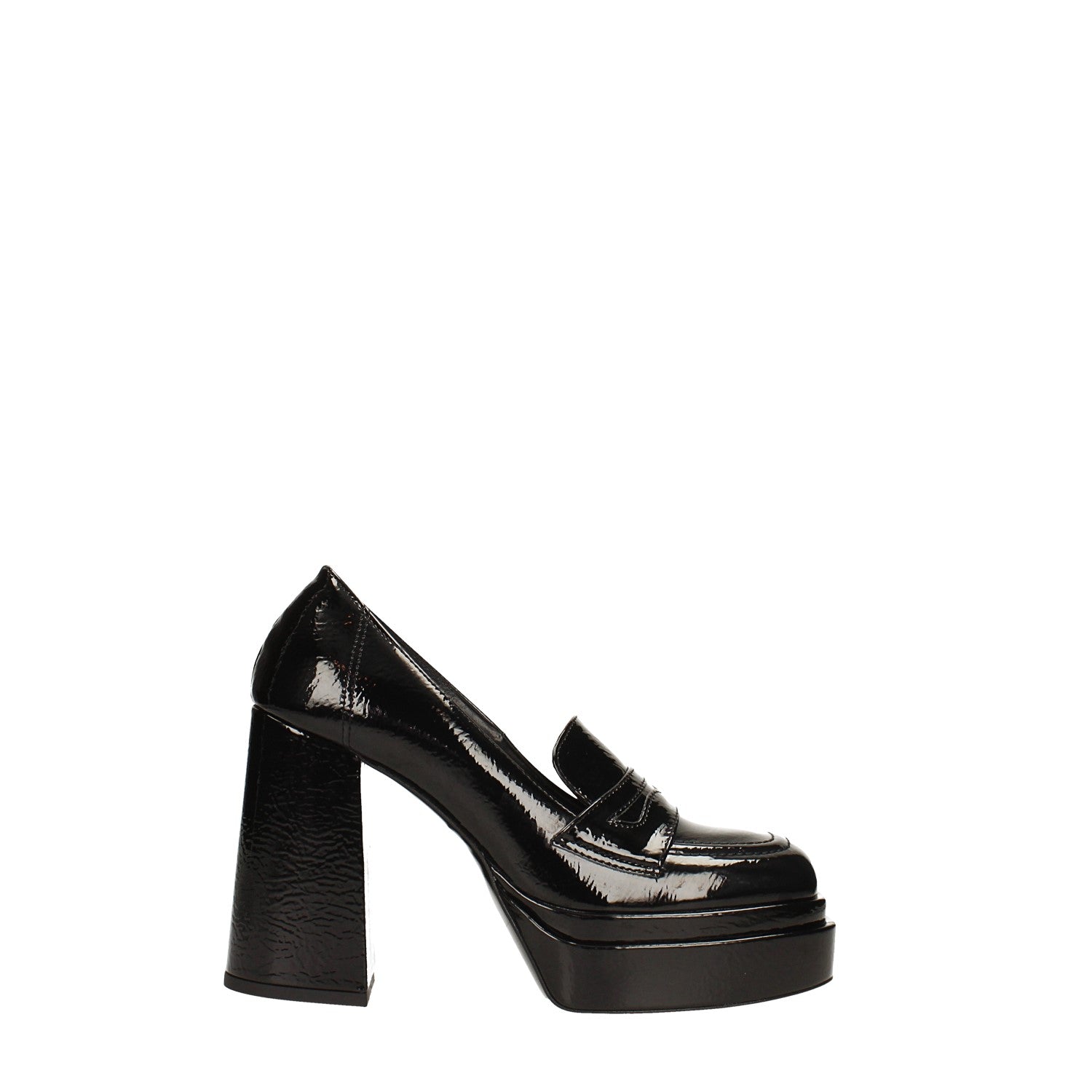 Tata Italia Pumps mocassino in vernice con tacco a colonna alto 10.5cm. Made in Italy