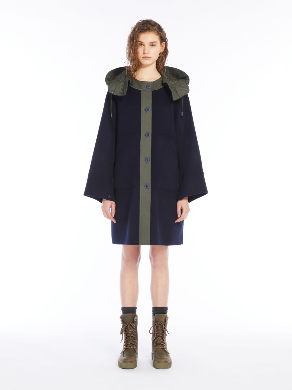 Weekend Parka in lana e tela antigoccia Vendita Calda