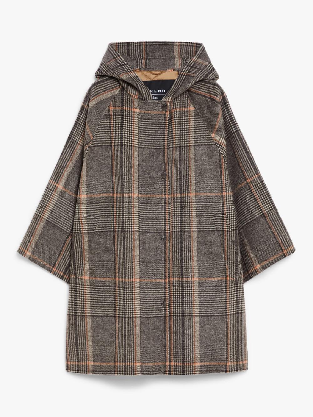 Weekend Cappotto in lana check e tela antigoccia Italy