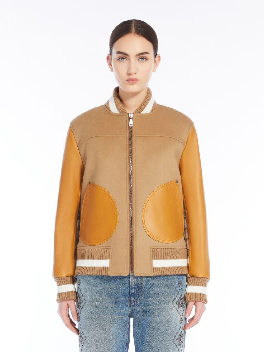 Weekend Bomber in lana velluto e pelle In Saldo
