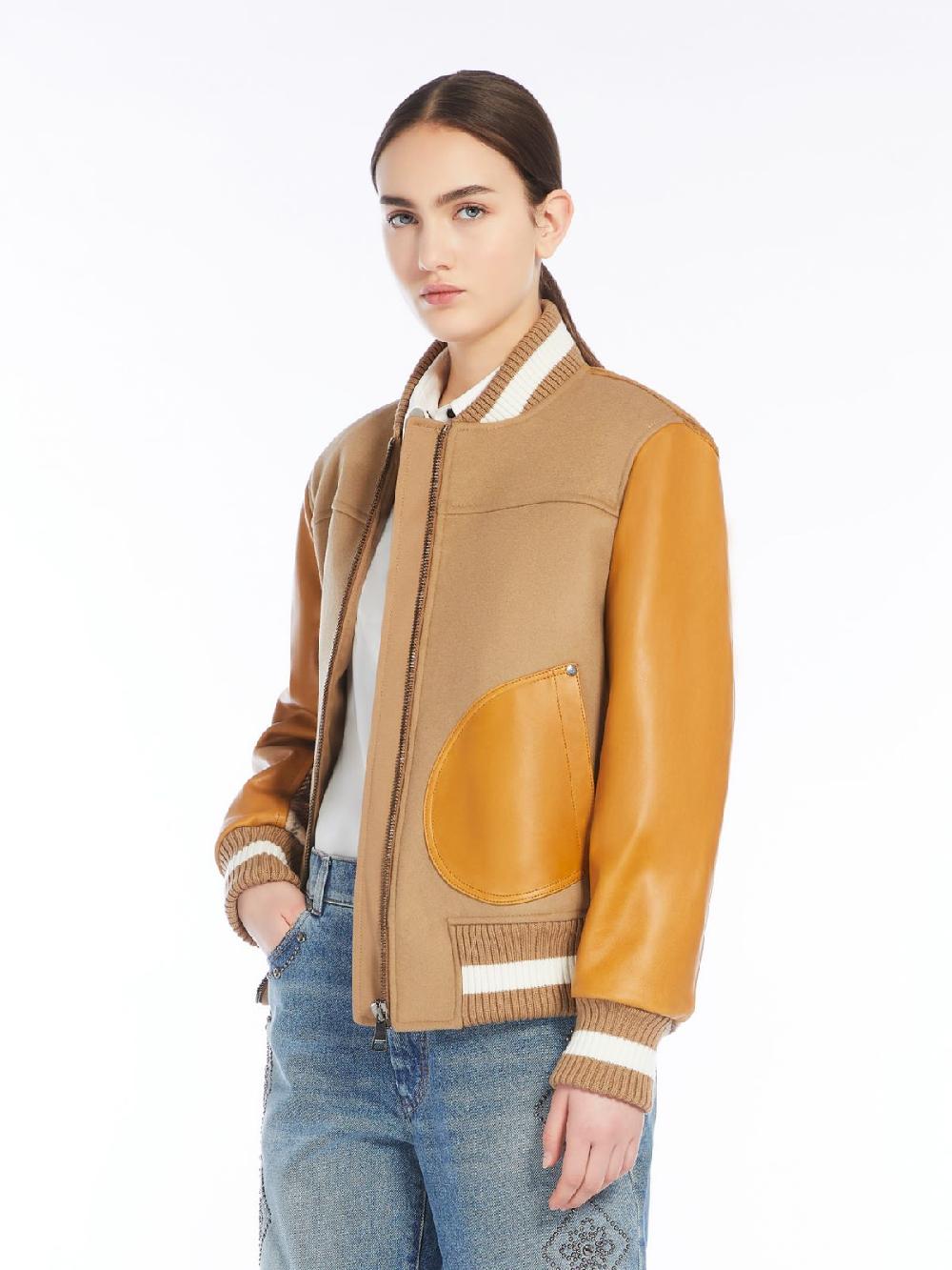 Weekend Bomber in lana velluto e pelle In Saldo