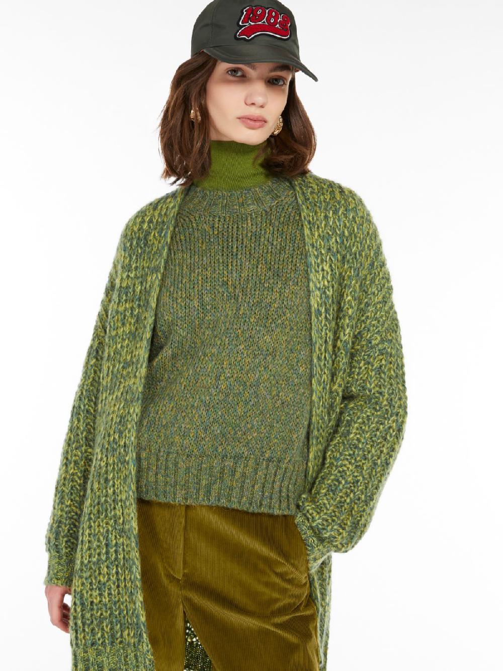 Weekend Cardigan a coste in mohair chiné Vendite Flash