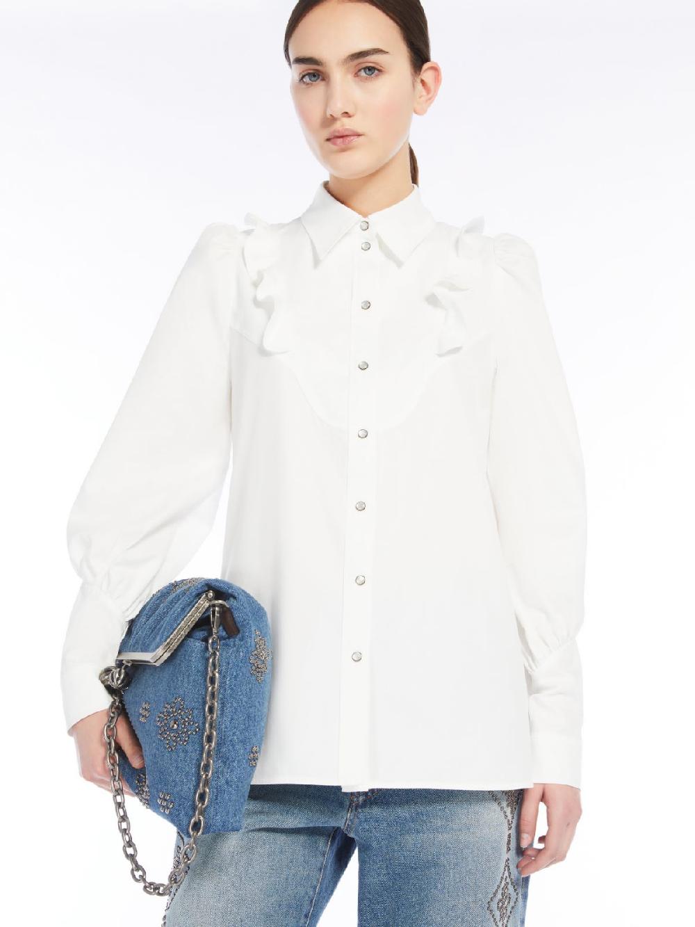 Weekend Camicia in twill di cotone con rouches Consegna Veloce