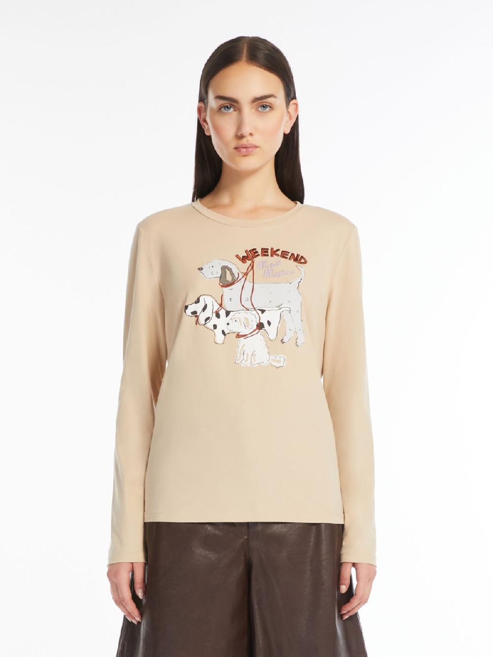 Weekend T-shirt in cotone con stampa e ricami Offerta
