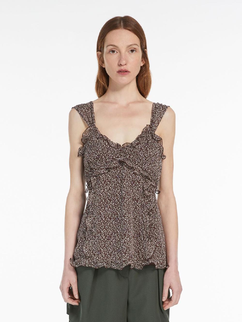 Weekend Top in georgette di seta stampata Economico
