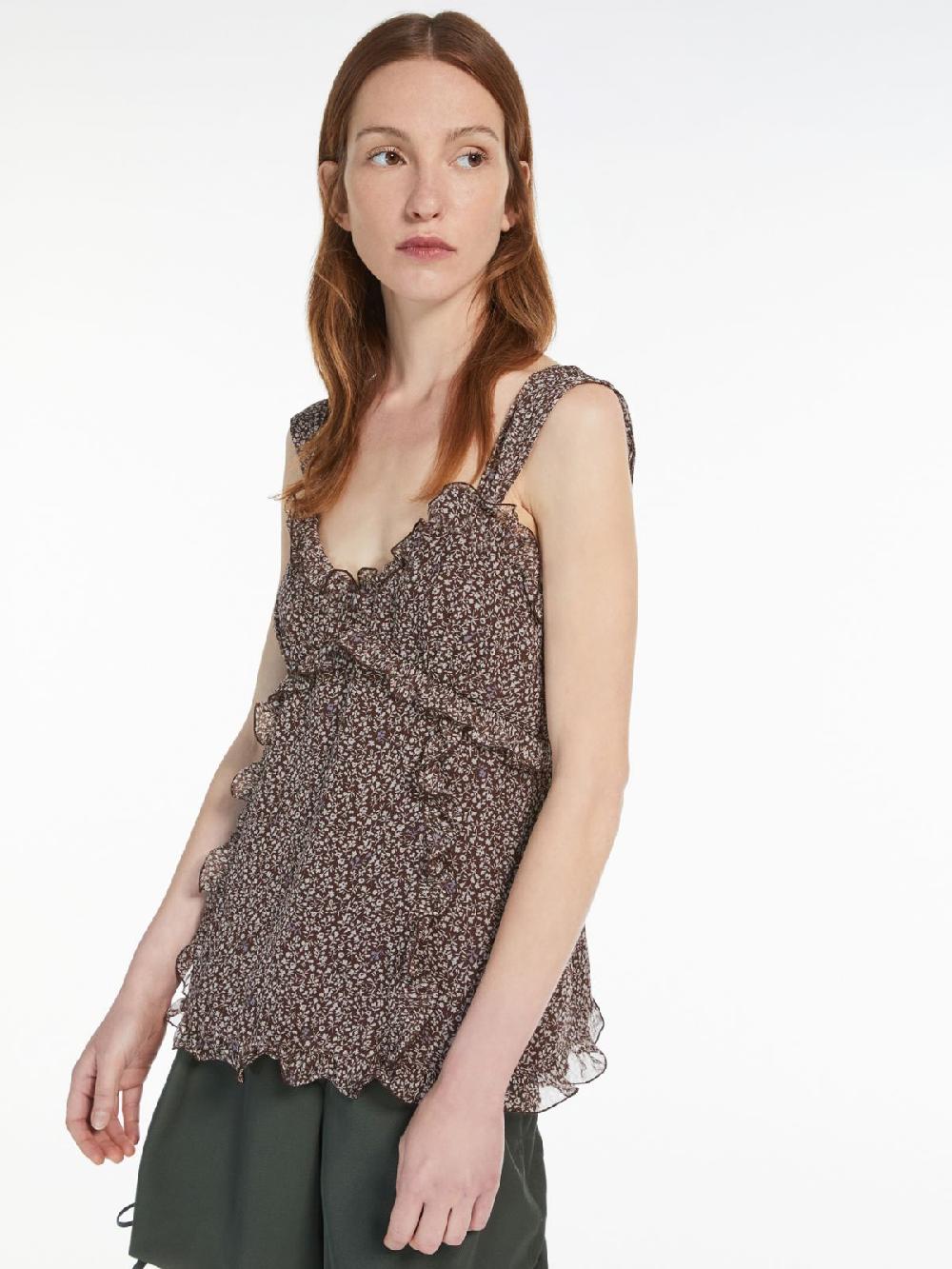 Weekend Top in georgette di seta stampata Economico