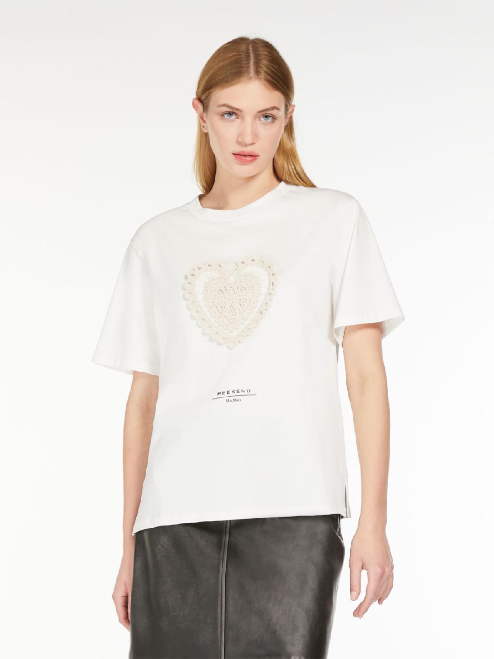 Weekend T-shirt in cotone con lettering ricamato I Più Venduti