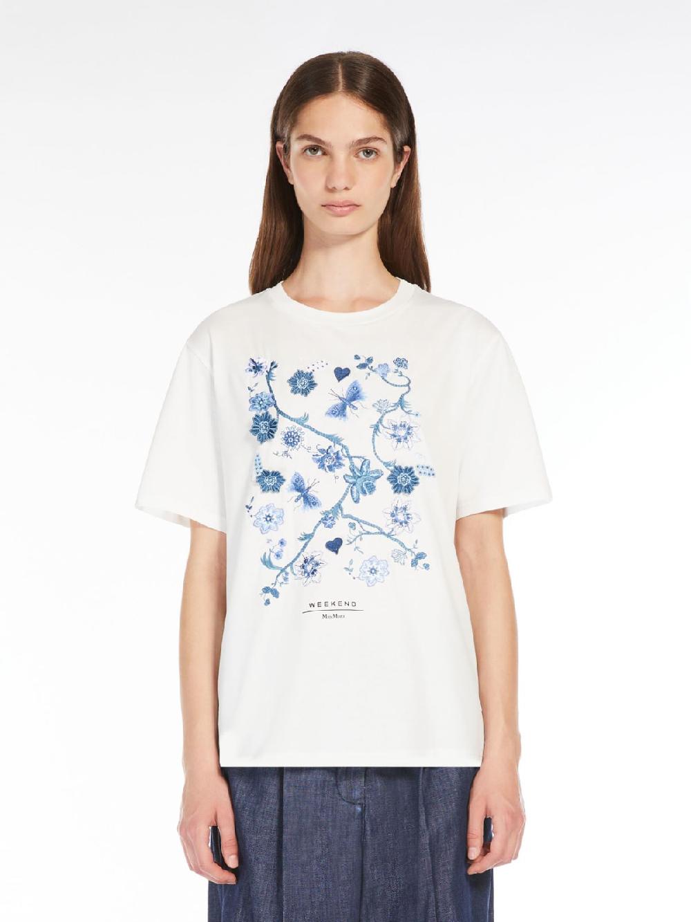 Weekend T-shirt in cotone con lettering ricamato Negozio